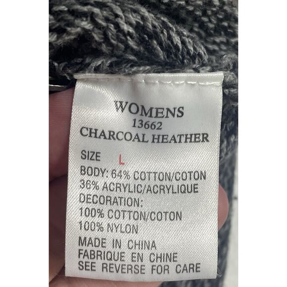 Woolrich Cardigan Sweater Womens Sz L Charcoal Heathered Ski Winter Snow Holiday - Picture 7 of 11